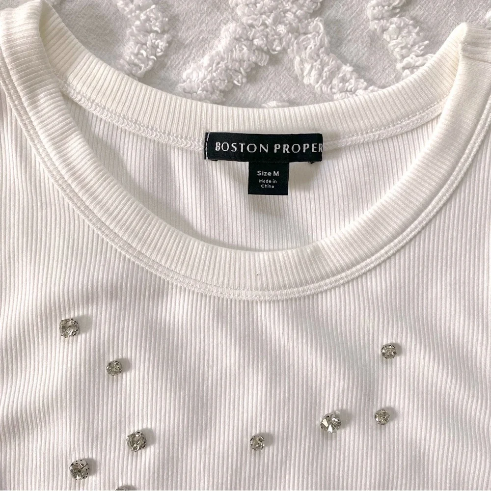 Boston Proper Rhinestone Embellished Rib Tank - Picture 6 of 10